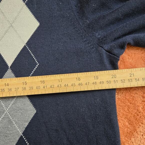 Banana Republic Mens Pima Wool Blend Argyle Sweater M Academia Preppy Old Money - Picture 9 of 10